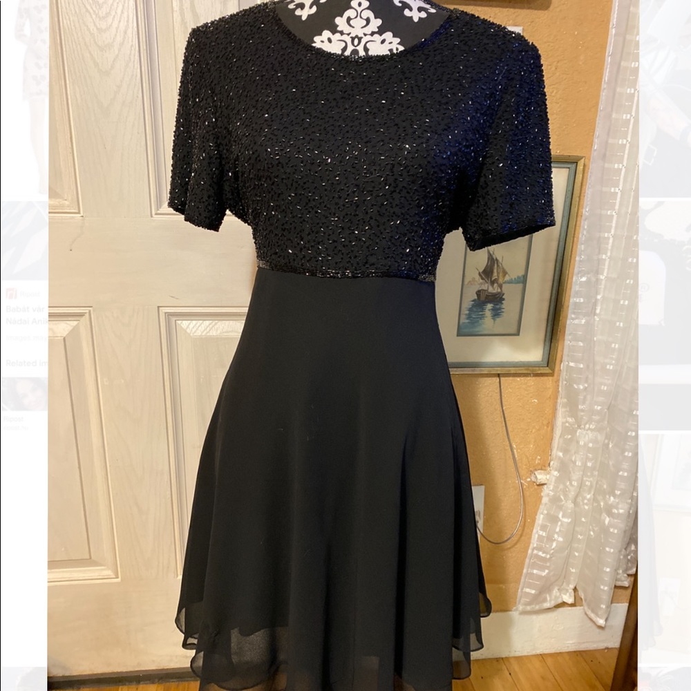 Vintage Evening Little Black Dress Fit and Flare Laurence Kazar